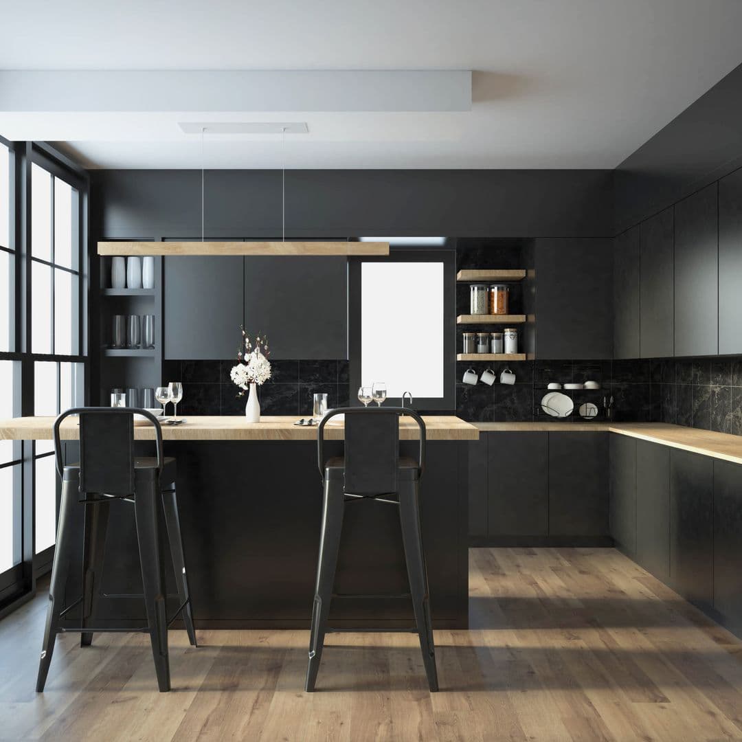 Küche in Matt Schwarz