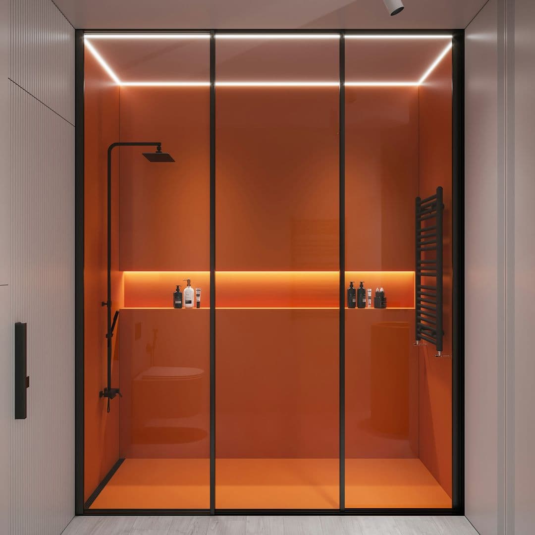 Duschkabine in Orange Matt